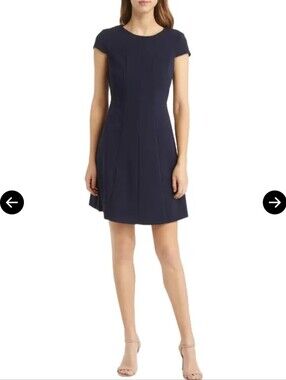 Eliza J NWT Navy Cap Sleeve Fit-and-Flare Dress